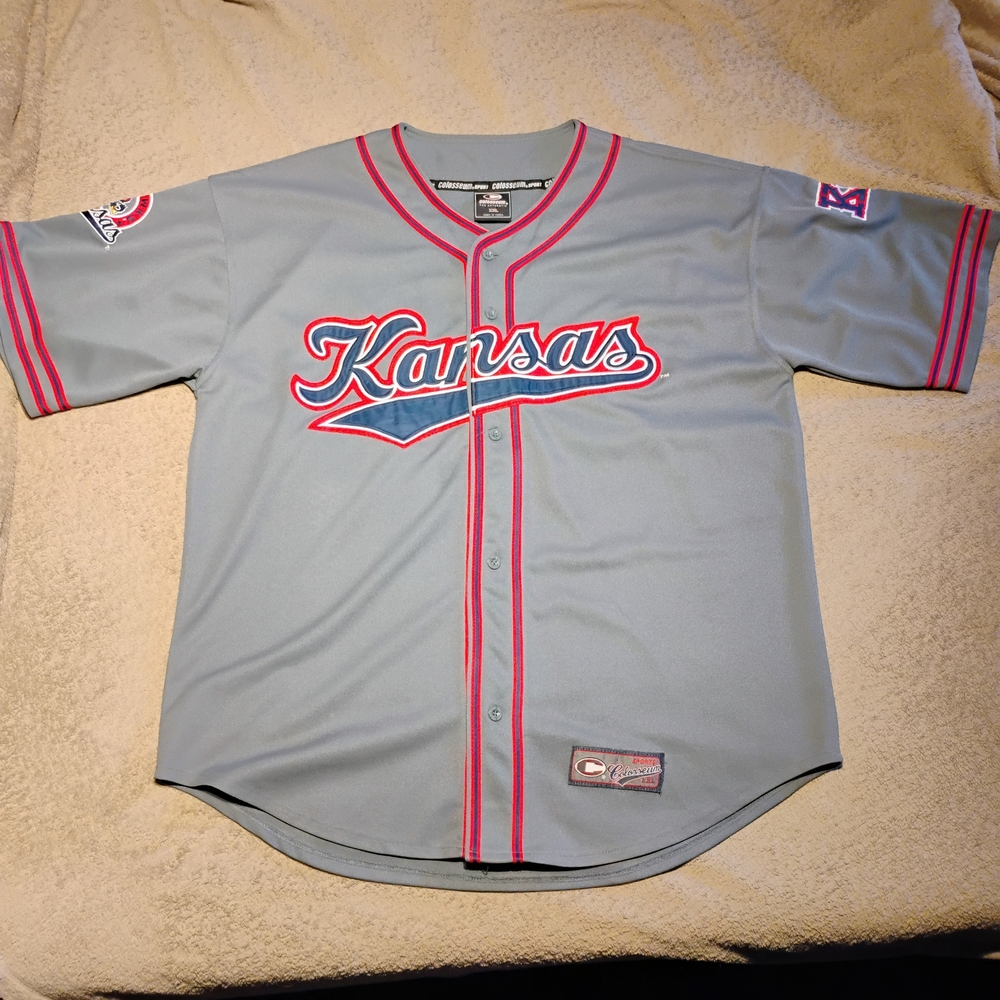 Kansas Kids Baseball Jersey - Gray and Red
